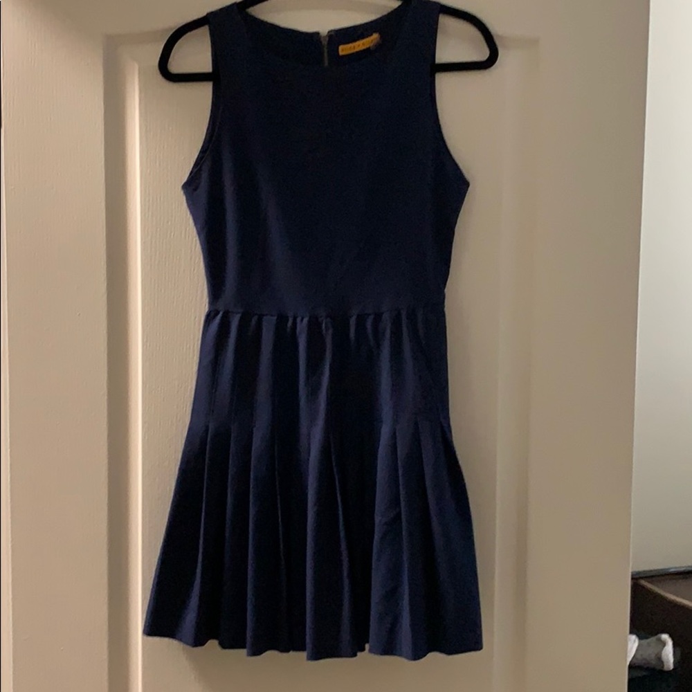 Alice + Olivia drop waist navy pleated dress XS
